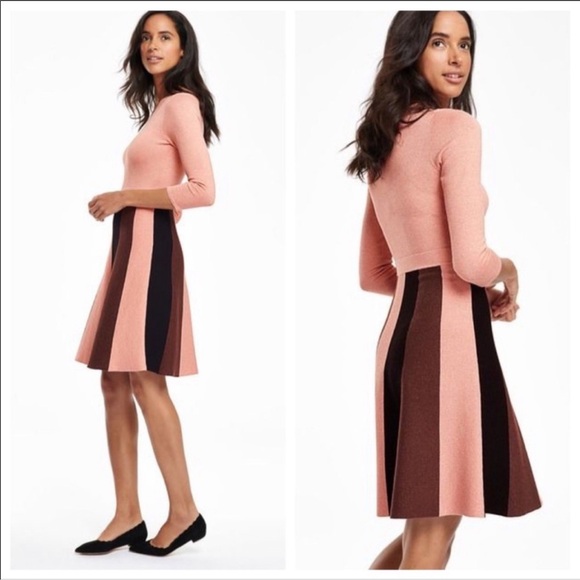 Boden Dresses & Skirts - Boden Rosemary Dress Striped Knit Sweater Dress Pink Brown Size 12